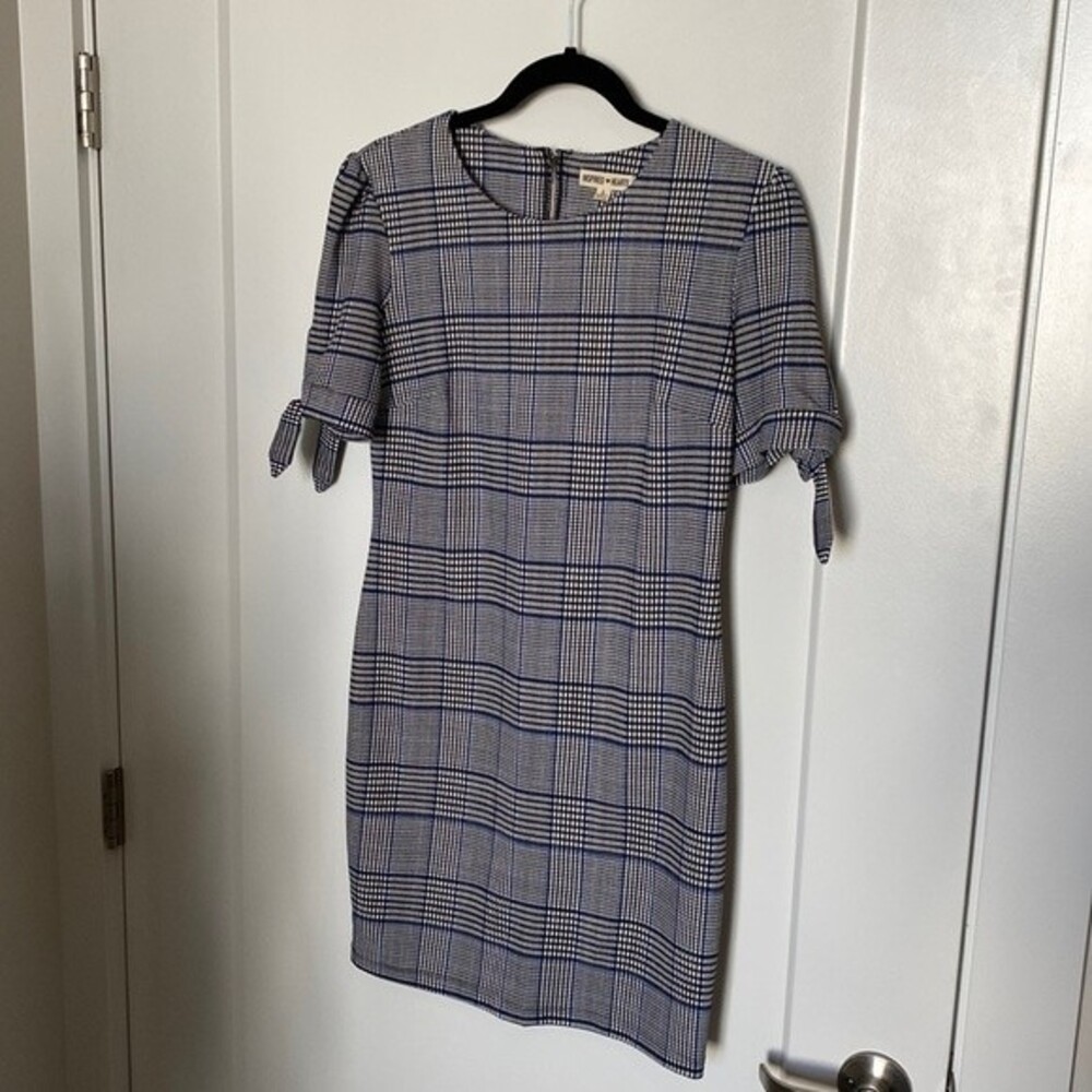 NWT WOMENS DRESS BY INSPIRED HEARTS BLUE BLACK & WHITE PLAID SIZE LARGE - Picture 8 of 14